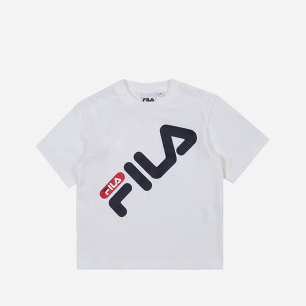 Fila Pisa Crew Neck S/S Boy's T-Shirts - White,NZ 901-45790